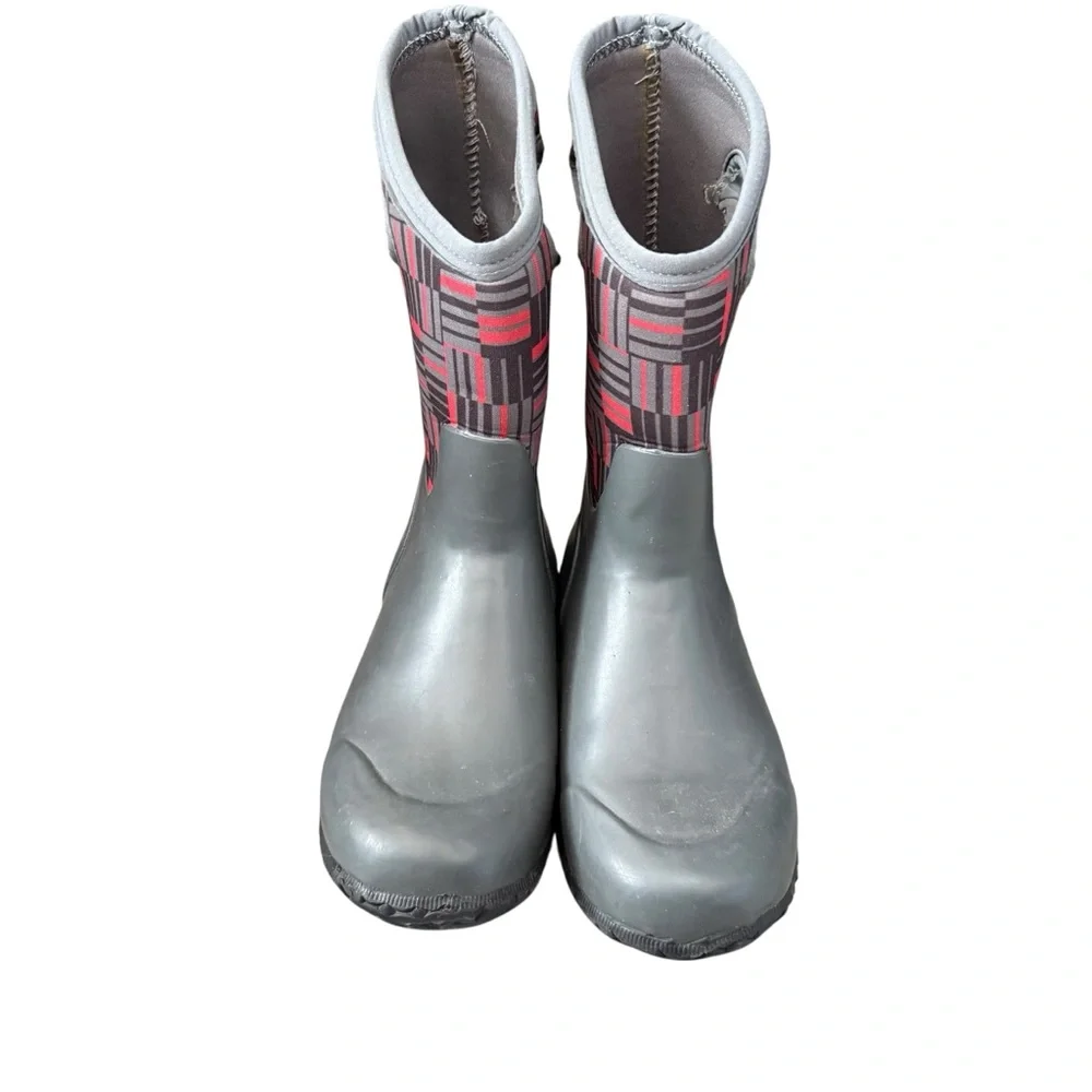 Bogs Sz 5 Gray Red York phaser youth Kids boots pull on winter Boots waterproof